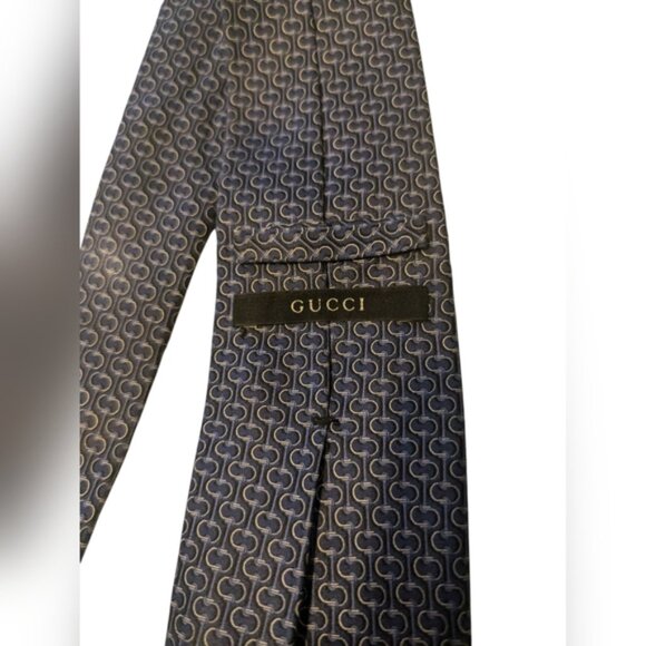 Authentic Gucci Blue Silk Printed Tie - Picture 4 of 11